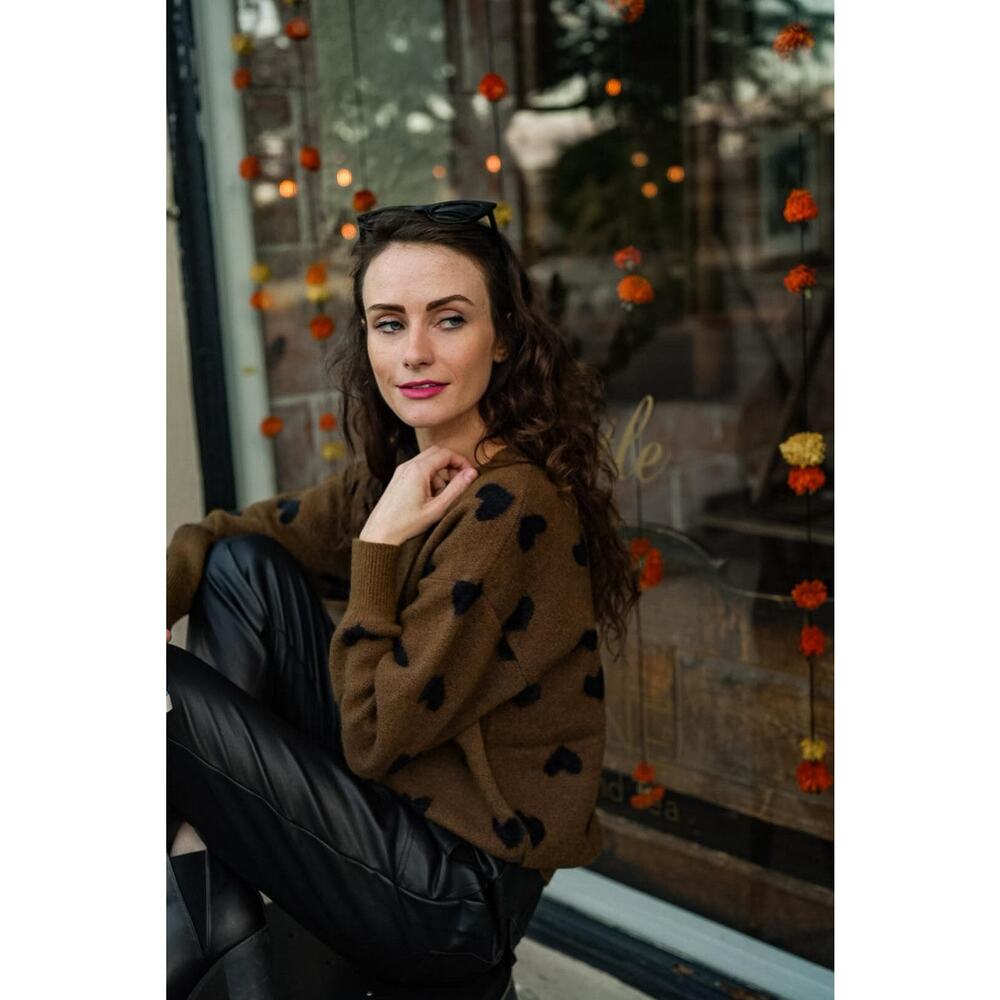 Heart Pattern Knit Sweater